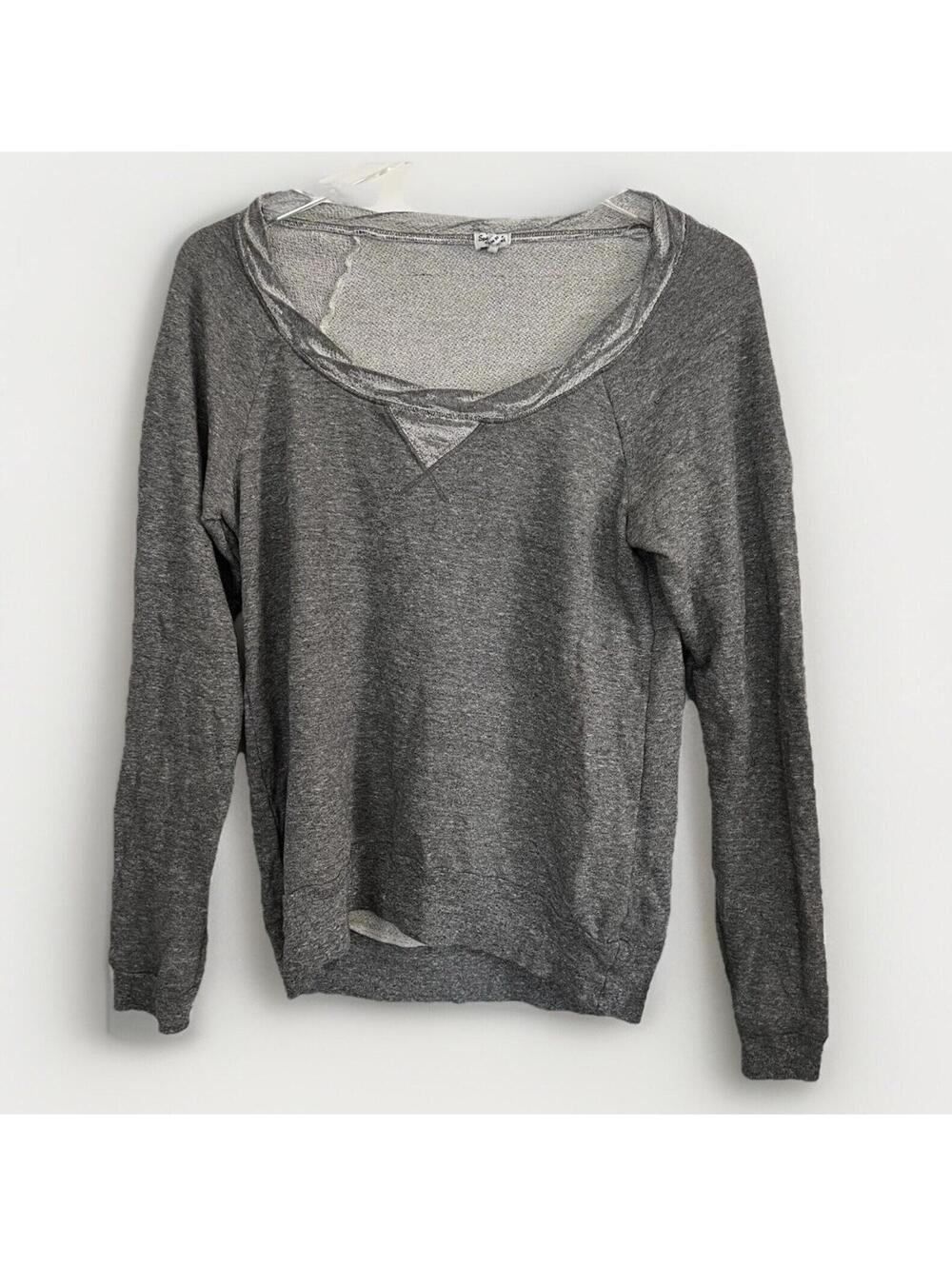 Splendid Gray French Terry Sweatshirt Women's XS Wide Neck Pullover Loungewear